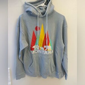 Unisex size medium Blue Graphic distressed  Hoodie Montana